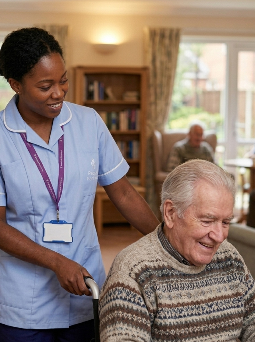 Carer with male patient