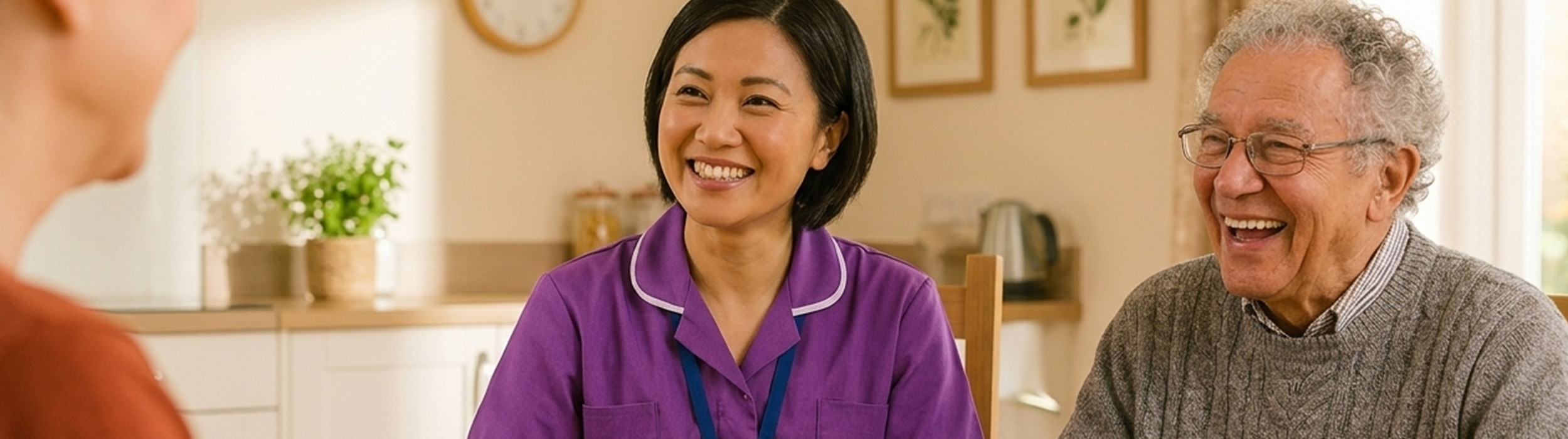 Homecare carer listening to patient